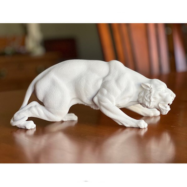 Crouching Panther Marble Statue